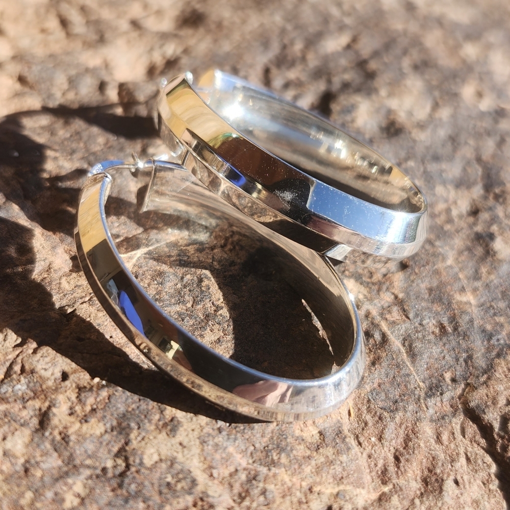 Sterling Silver Ultra Fine 950 Oval Hoop Earrings